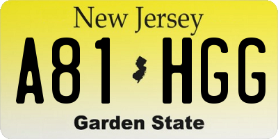 NJ license plate A81HGG