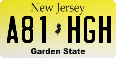 NJ license plate A81HGH