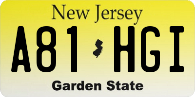 NJ license plate A81HGI