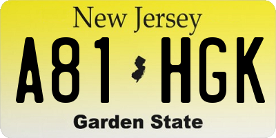 NJ license plate A81HGK