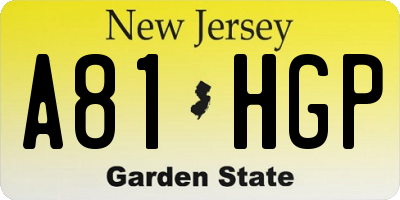 NJ license plate A81HGP