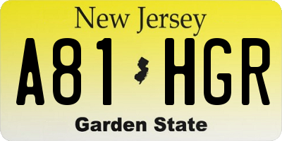 NJ license plate A81HGR