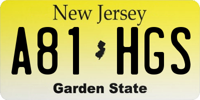 NJ license plate A81HGS