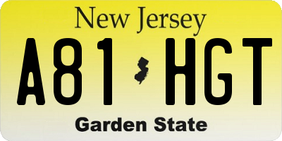 NJ license plate A81HGT