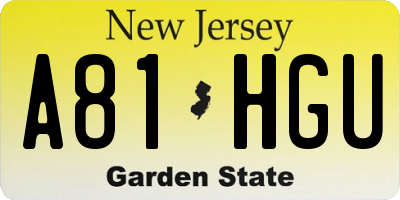 NJ license plate A81HGU