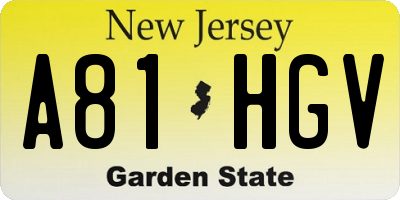 NJ license plate A81HGV