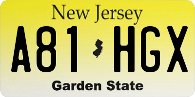 NJ license plate A81HGX
