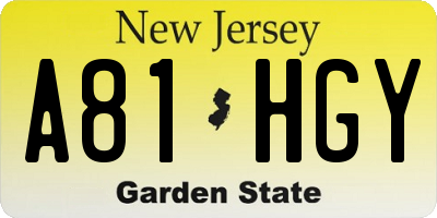 NJ license plate A81HGY