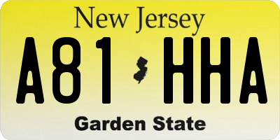 NJ license plate A81HHA
