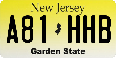 NJ license plate A81HHB