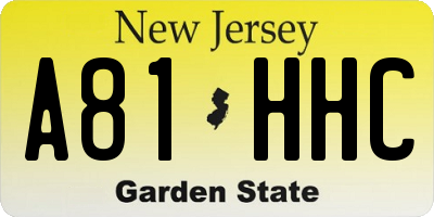 NJ license plate A81HHC