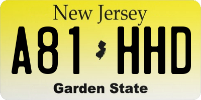 NJ license plate A81HHD