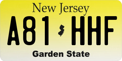 NJ license plate A81HHF