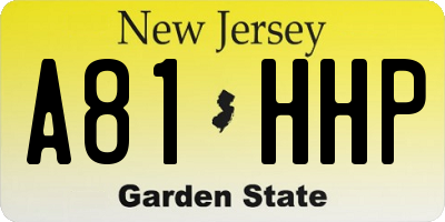 NJ license plate A81HHP