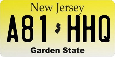 NJ license plate A81HHQ