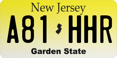 NJ license plate A81HHR