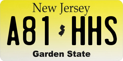 NJ license plate A81HHS