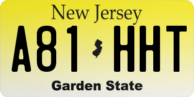 NJ license plate A81HHT