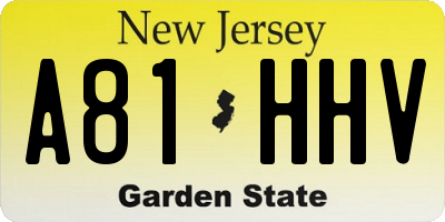 NJ license plate A81HHV