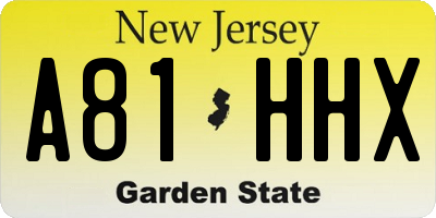 NJ license plate A81HHX