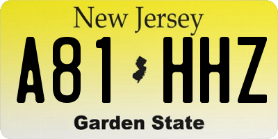 NJ license plate A81HHZ