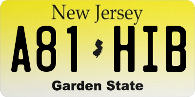 NJ license plate A81HIB
