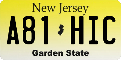NJ license plate A81HIC