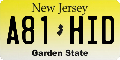 NJ license plate A81HID