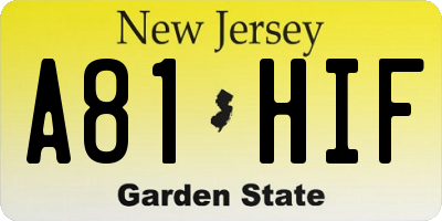 NJ license plate A81HIF