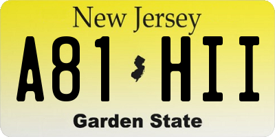 NJ license plate A81HII