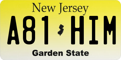 NJ license plate A81HIM