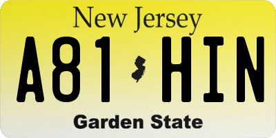 NJ license plate A81HIN