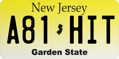 NJ license plate A81HIT