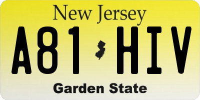 NJ license plate A81HIV