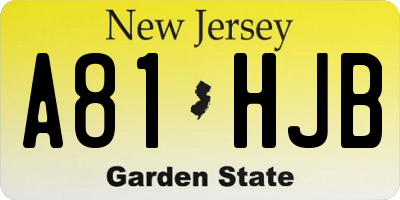NJ license plate A81HJB