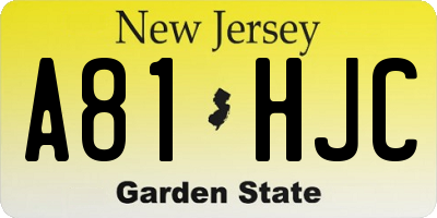 NJ license plate A81HJC