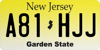 NJ license plate A81HJJ