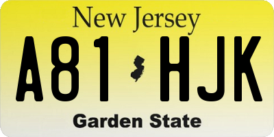 NJ license plate A81HJK