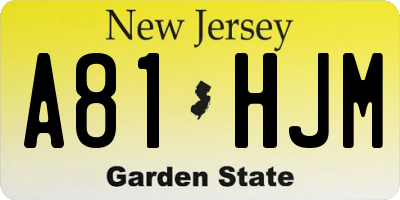 NJ license plate A81HJM