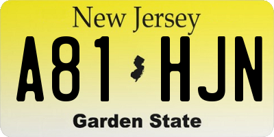 NJ license plate A81HJN