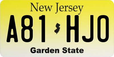 NJ license plate A81HJO