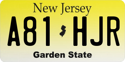 NJ license plate A81HJR