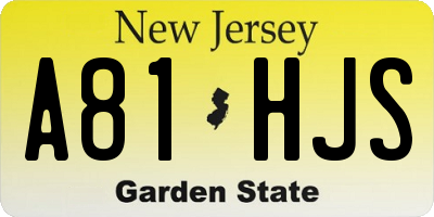 NJ license plate A81HJS