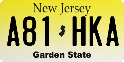 NJ license plate A81HKA