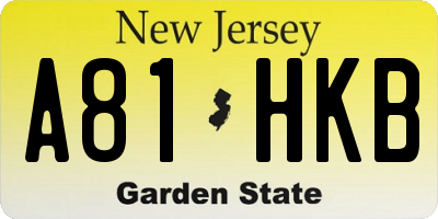 NJ license plate A81HKB