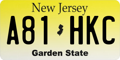 NJ license plate A81HKC