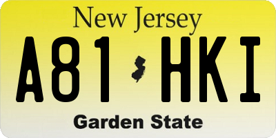 NJ license plate A81HKI