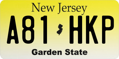 NJ license plate A81HKP