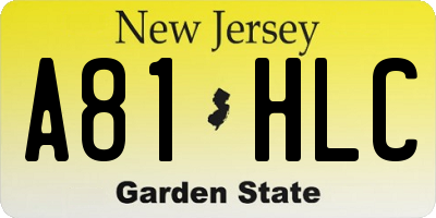 NJ license plate A81HLC