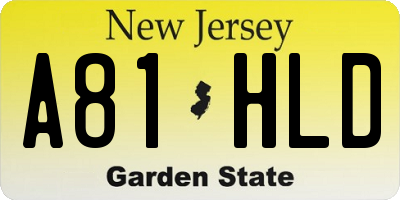 NJ license plate A81HLD